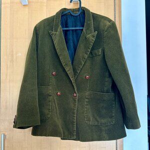Free Gift! 🎁Vintage Green Corduroy Blazer with Contrast Cuff Design